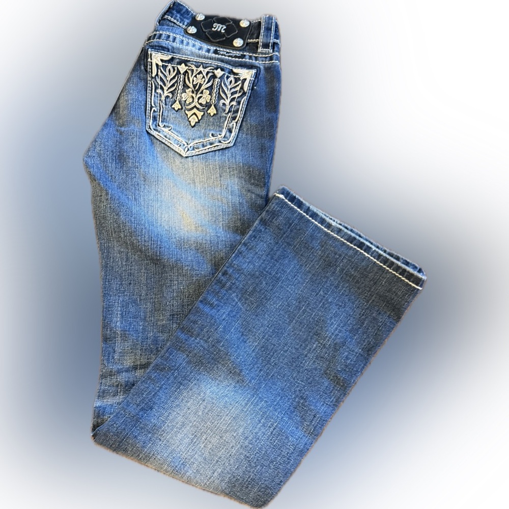 Miss Me Blue Bootcut Jeans with Embroidered Pocket